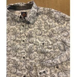 Moonshine Spirit Men XL‎ White BlacK Brad Paisley Pearl Snap Western Long Sleeve